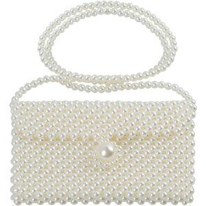 Handmade Pearl Beaded Clutch Purse Crossbody Shoulder Bag Wedding Evening